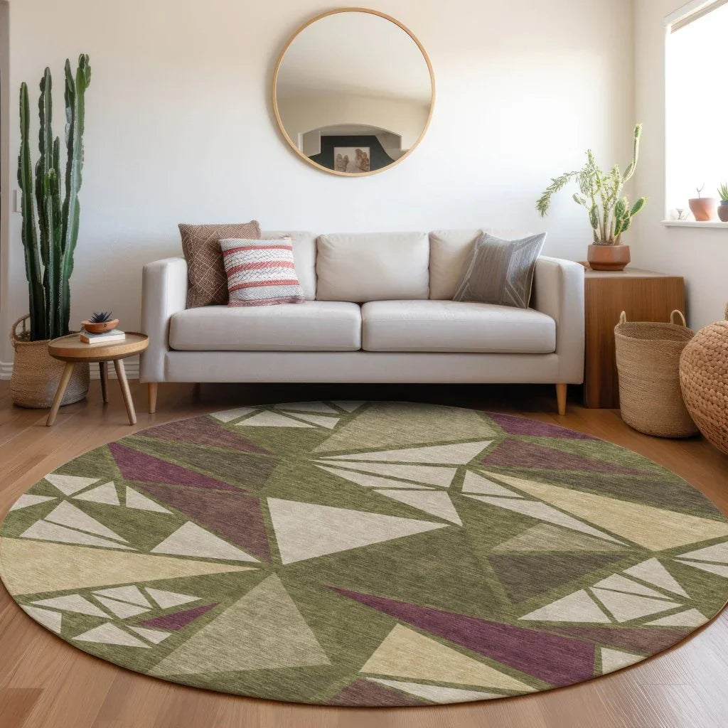 LOOMLAN Rugs Aristea Green Washable Indoor-Outdoor Rug