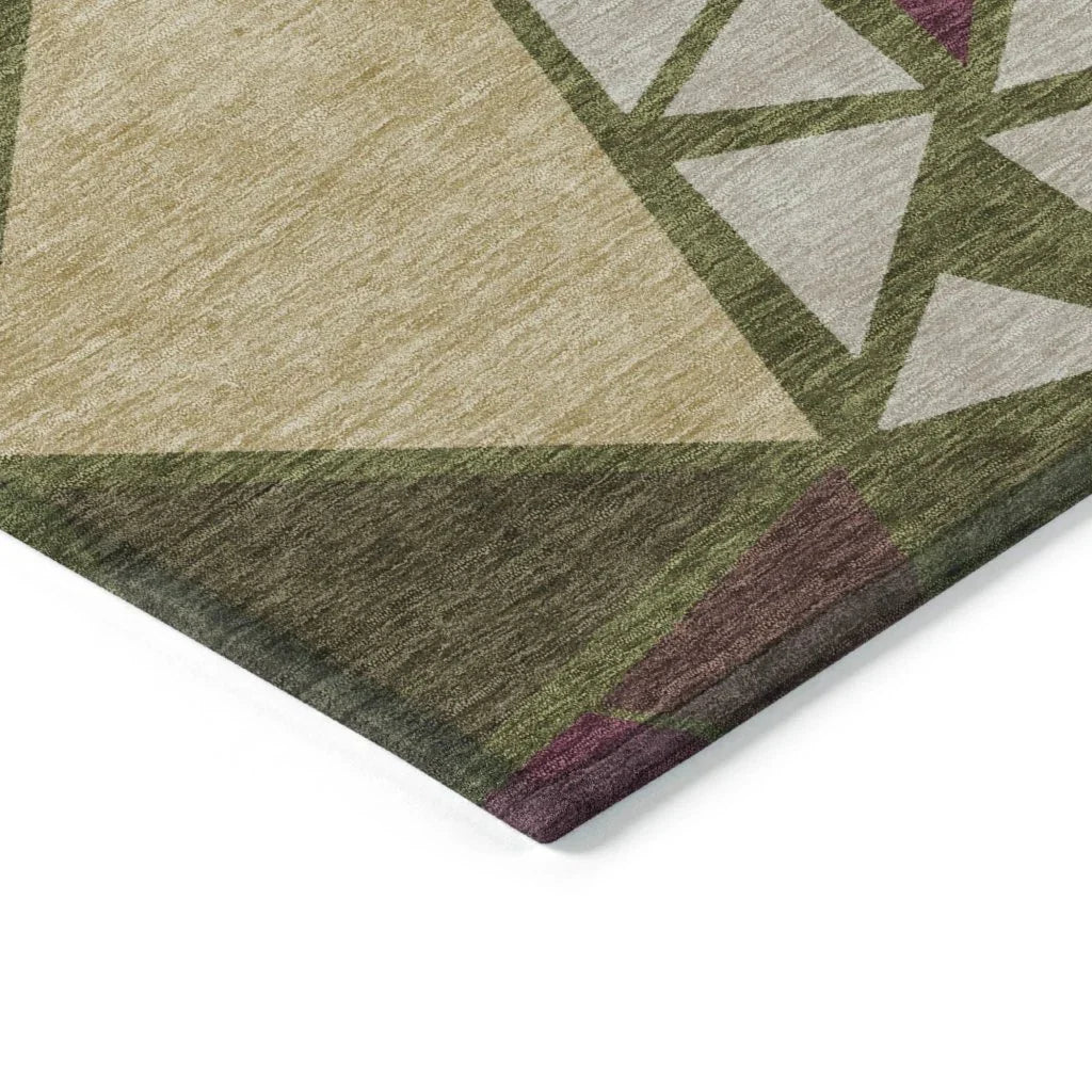 LOOMLAN Rugs Aristea Green Washable Indoor-Outdoor Rug