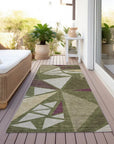LOOMLAN Rugs Aristea Green Washable Indoor-Outdoor Rug