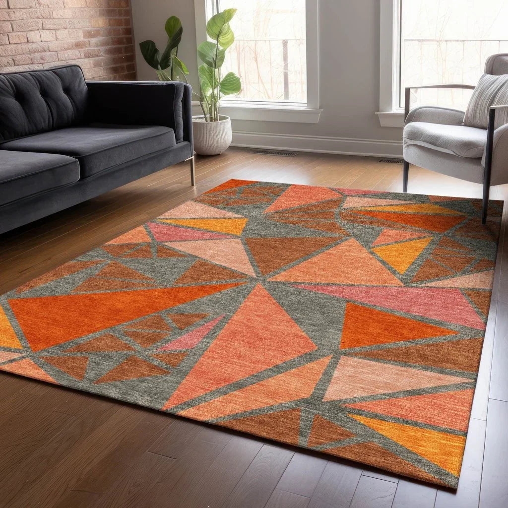 LOOMLAN Rugs Aristea Orange Washable Indoor-Outdoor Rug