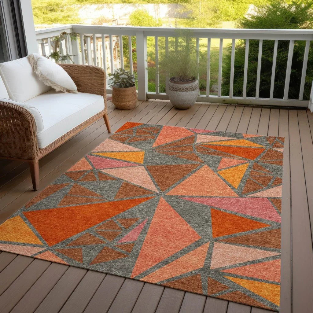 LOOMLAN Rugs Aristea Orange Washable Indoor-Outdoor Rug