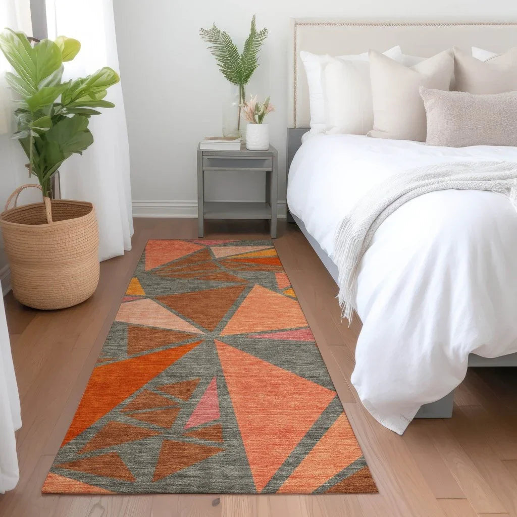 LOOMLAN Rugs Aristea Orange Washable Indoor-Outdoor Rug