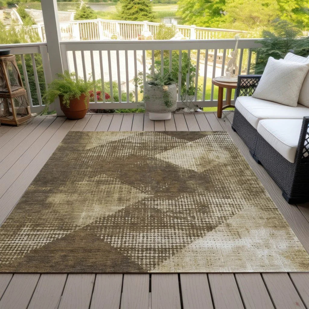LOOMLAN Rugs Arvaya Brown Washable Indoor-Outdoor Rug