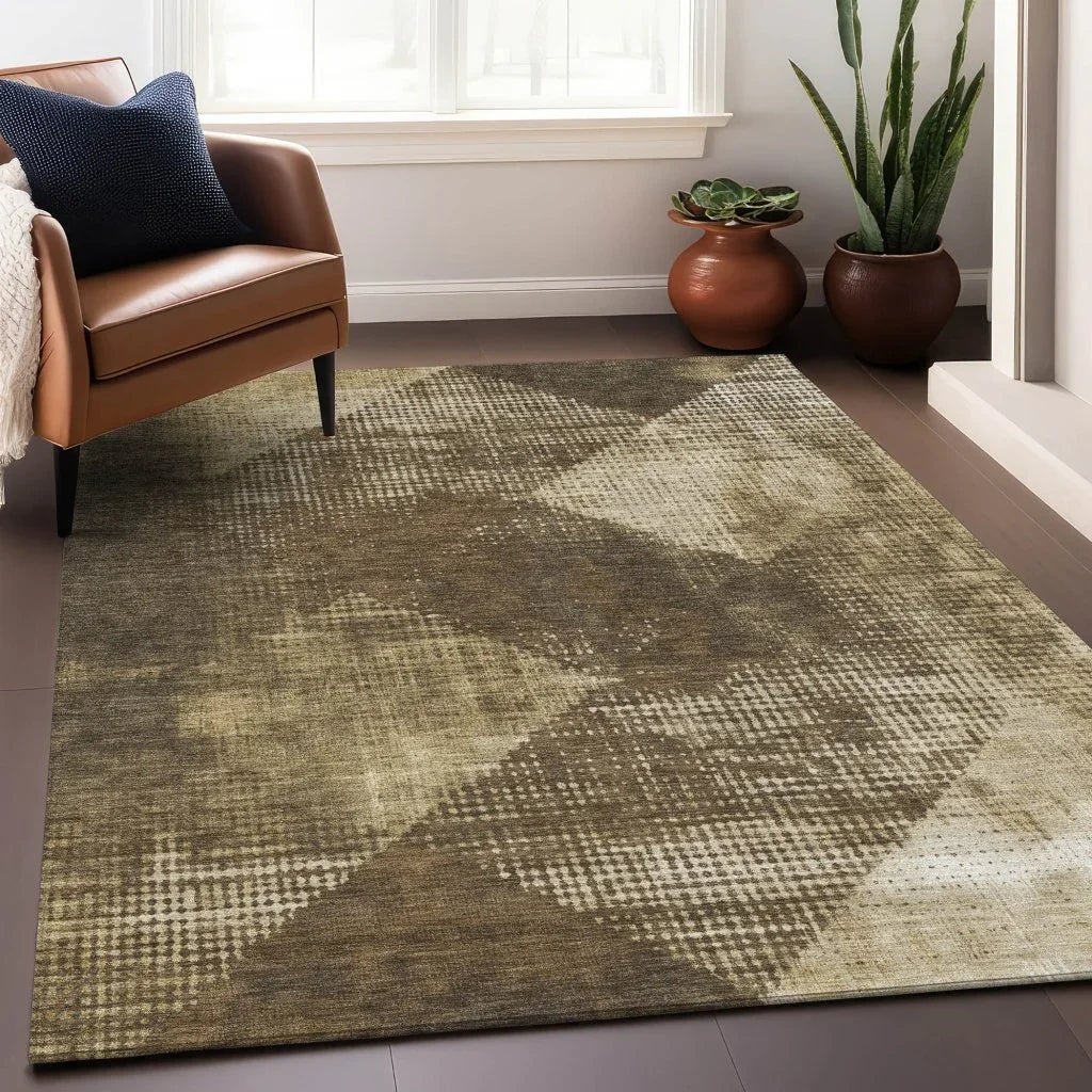 LOOMLAN Rugs Arvaya Brown Washable Indoor-Outdoor Rug