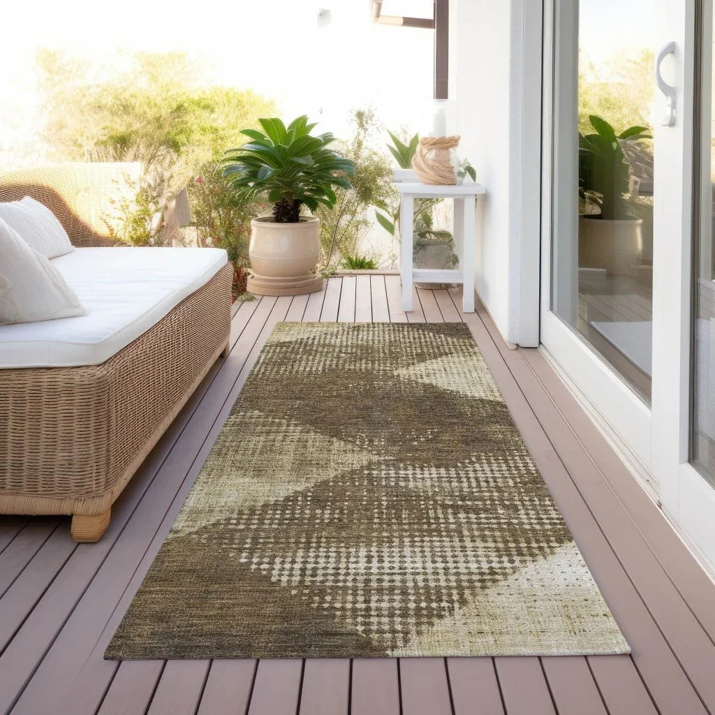 LOOMLAN Rugs Arvaya Brown Washable Indoor-Outdoor Rug