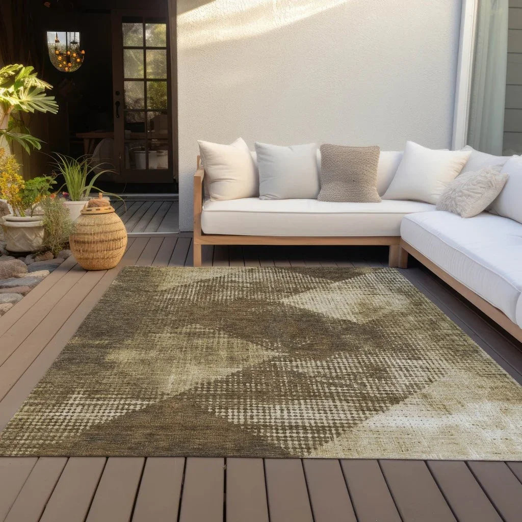 LOOMLAN Rugs Arvaya Brown Washable Indoor-Outdoor Rug