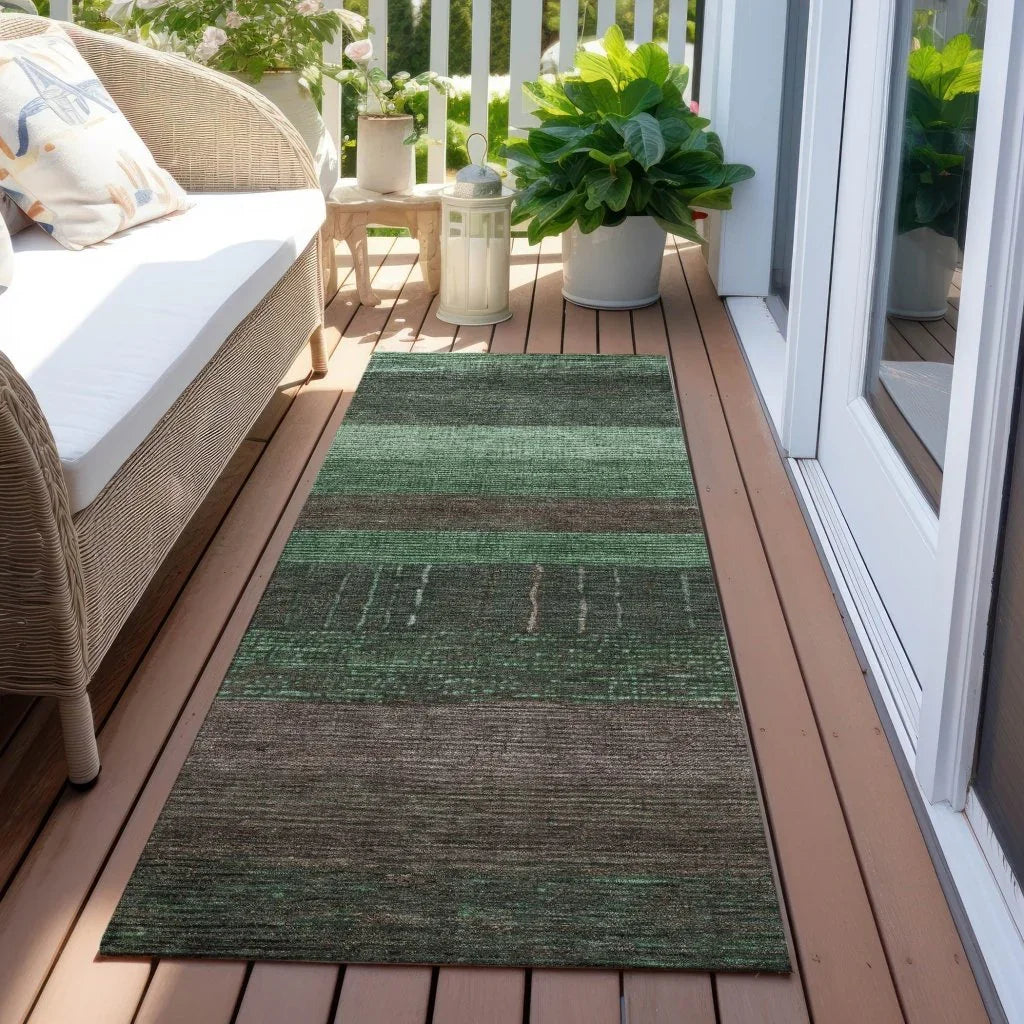 LOOMLAN Rugs Ashuryn Green Washable Indoor-Outdoor Rug