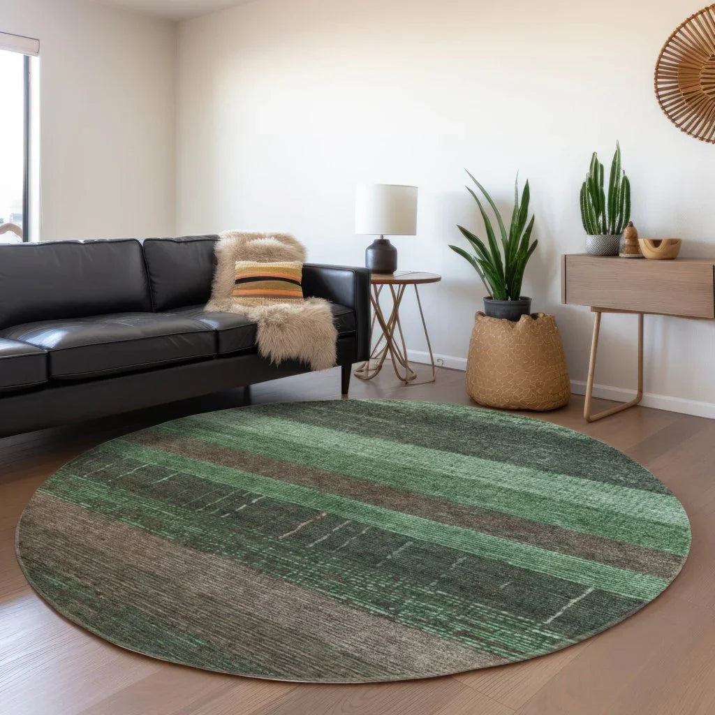 LOOMLAN Rugs Ashuryn Green Washable Indoor-Outdoor Rug