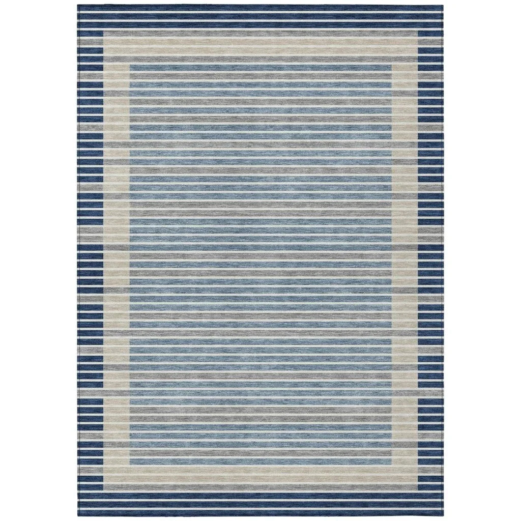 LOOMLAN Rugs Asymira Blue Washable Indoor-Outdoor Rug