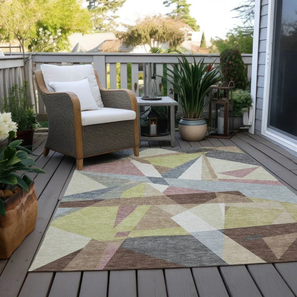LOOMLAN Rugs Asymma Brown Washable Indoor-Outdoor Rug