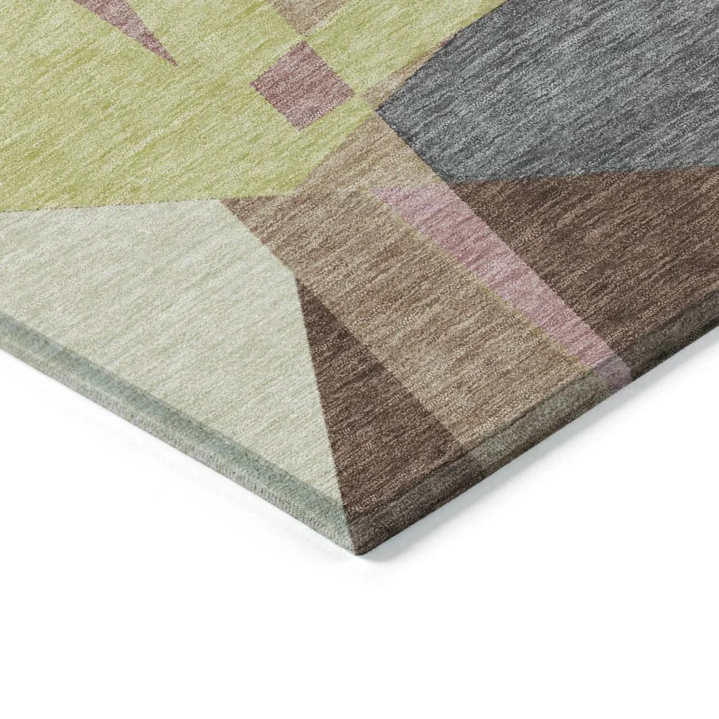 LOOMLAN Rugs Asymma Brown Washable Indoor-Outdoor Rug
