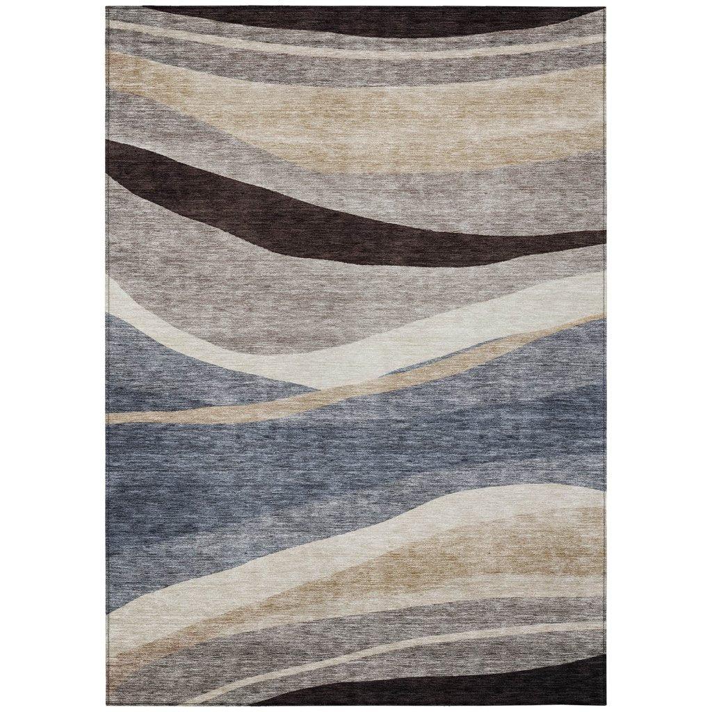 LOOMLAN Rugs Athena Blue Washable Indoor-Outdoor Rug