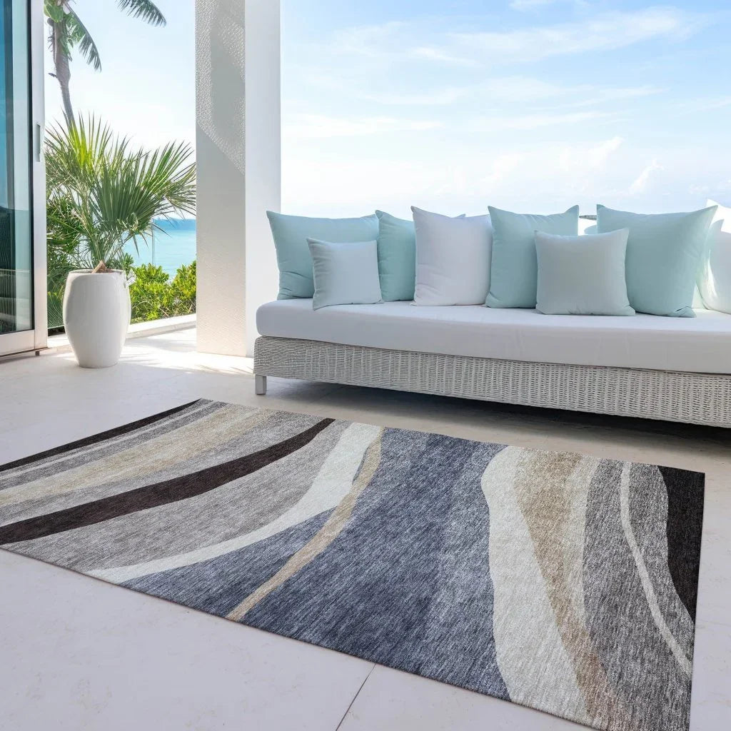 LOOMLAN Rugs Athena Blue Washable Indoor-Outdoor Rug