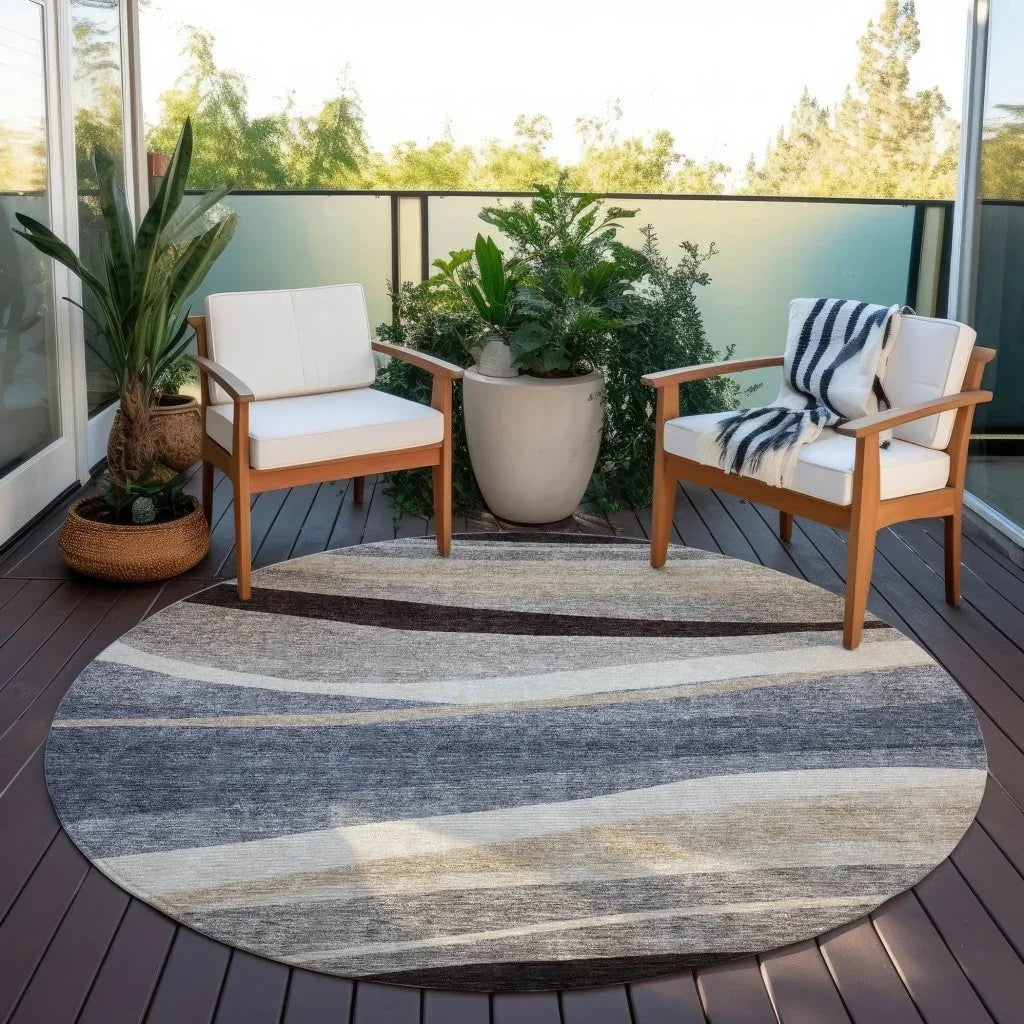 LOOMLAN Rugs Athena Blue Washable Indoor-Outdoor Rug