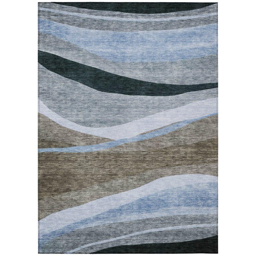 LOOMLAN Rugs Athena Brown Washable Indoor-Outdoor Rug