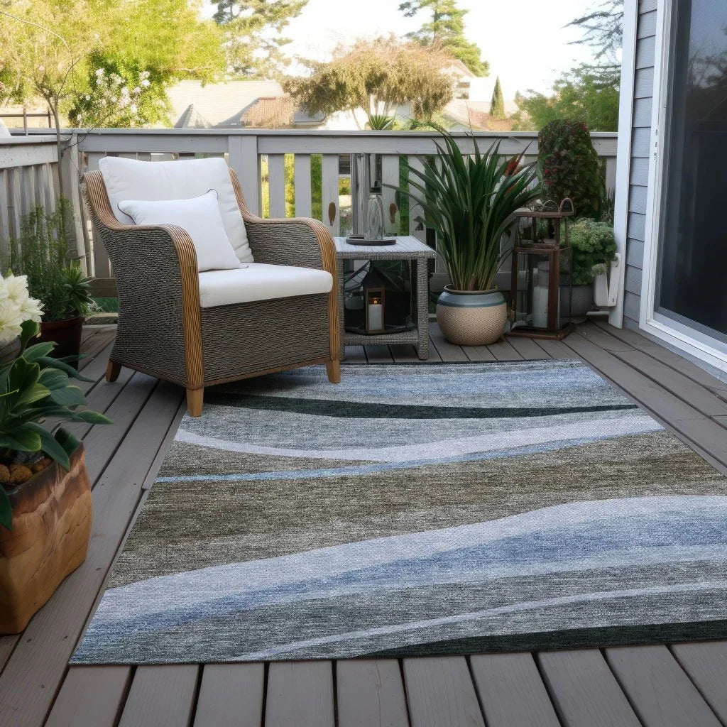 LOOMLAN Rugs Athena Brown Washable Indoor-Outdoor Rug
