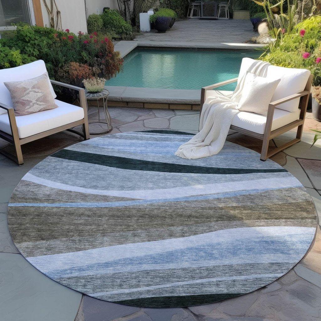 LOOMLAN Rugs Athena Brown Washable Indoor-Outdoor Rug
