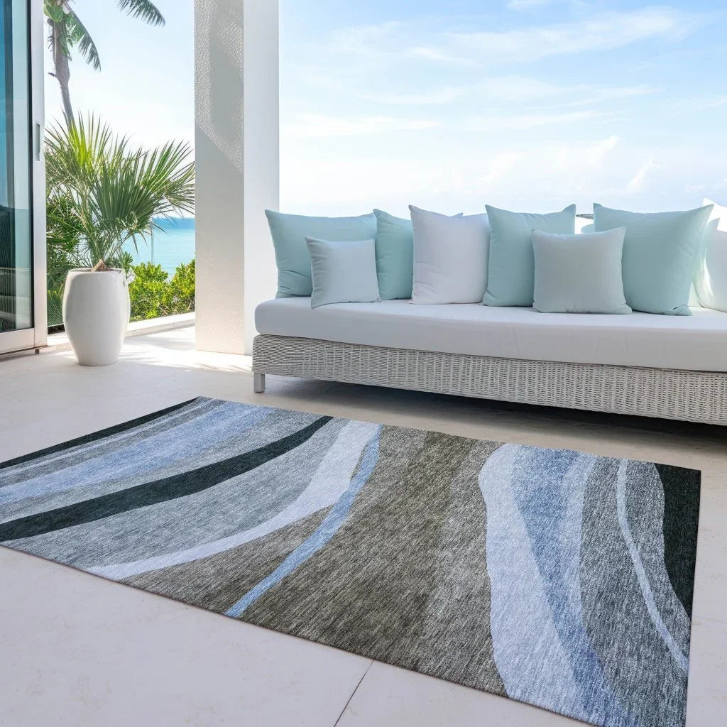LOOMLAN Rugs Athena Brown Washable Indoor-Outdoor Rug