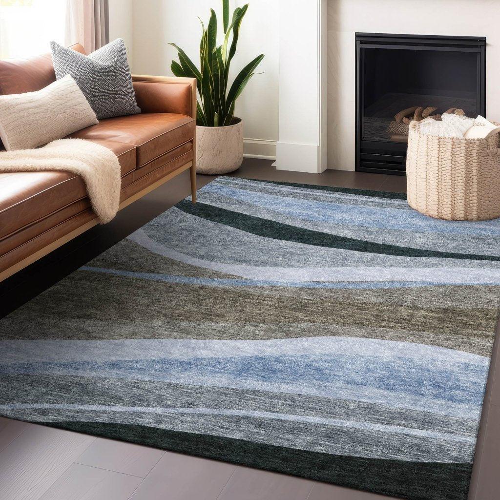 LOOMLAN Rugs Athena Brown Washable Indoor-Outdoor Rug