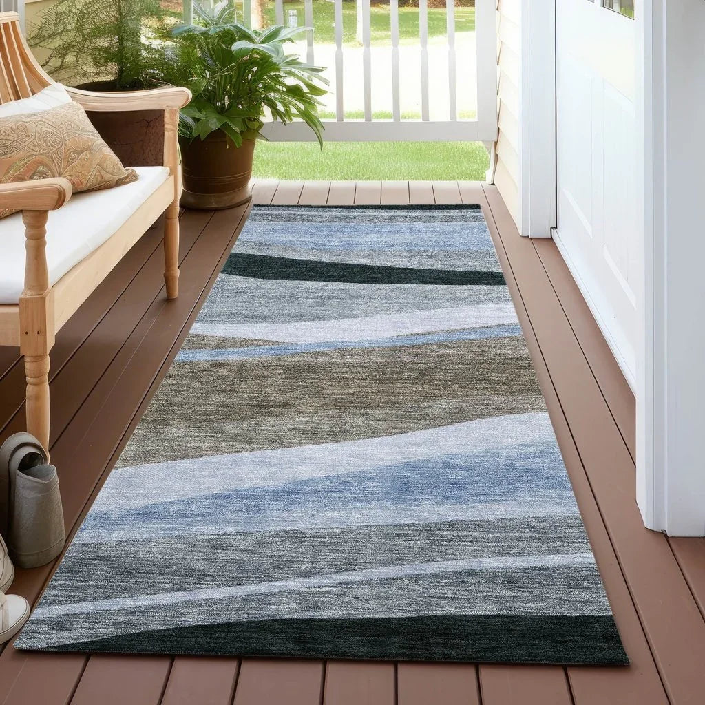 LOOMLAN Rugs Athena Brown Washable Indoor-Outdoor Rug