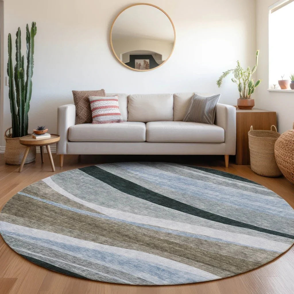 LOOMLAN Rugs Athena Brown Washable Indoor-Outdoor Rug