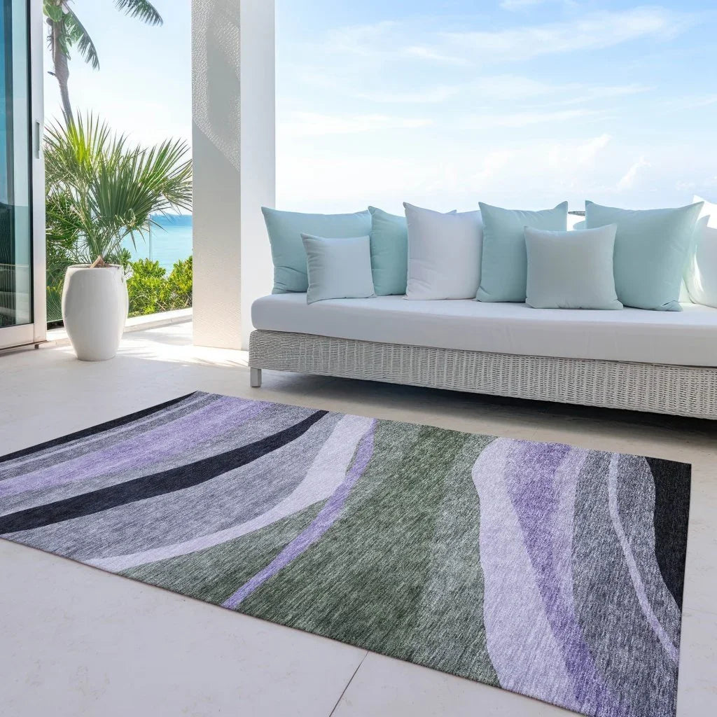LOOMLAN Rugs Athena Green Washable Indoor-Outdoor Rug