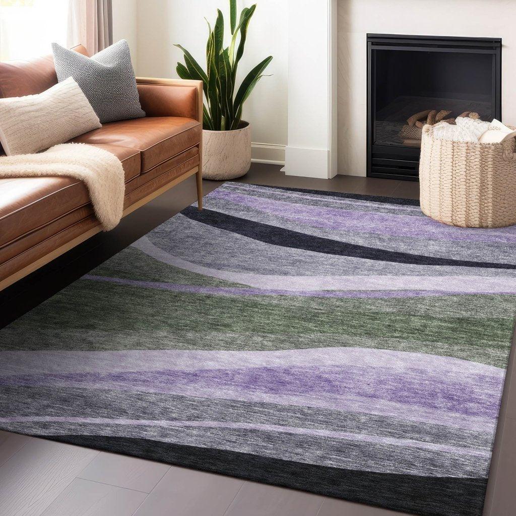 LOOMLAN Rugs Athena Green Washable Indoor-Outdoor Rug