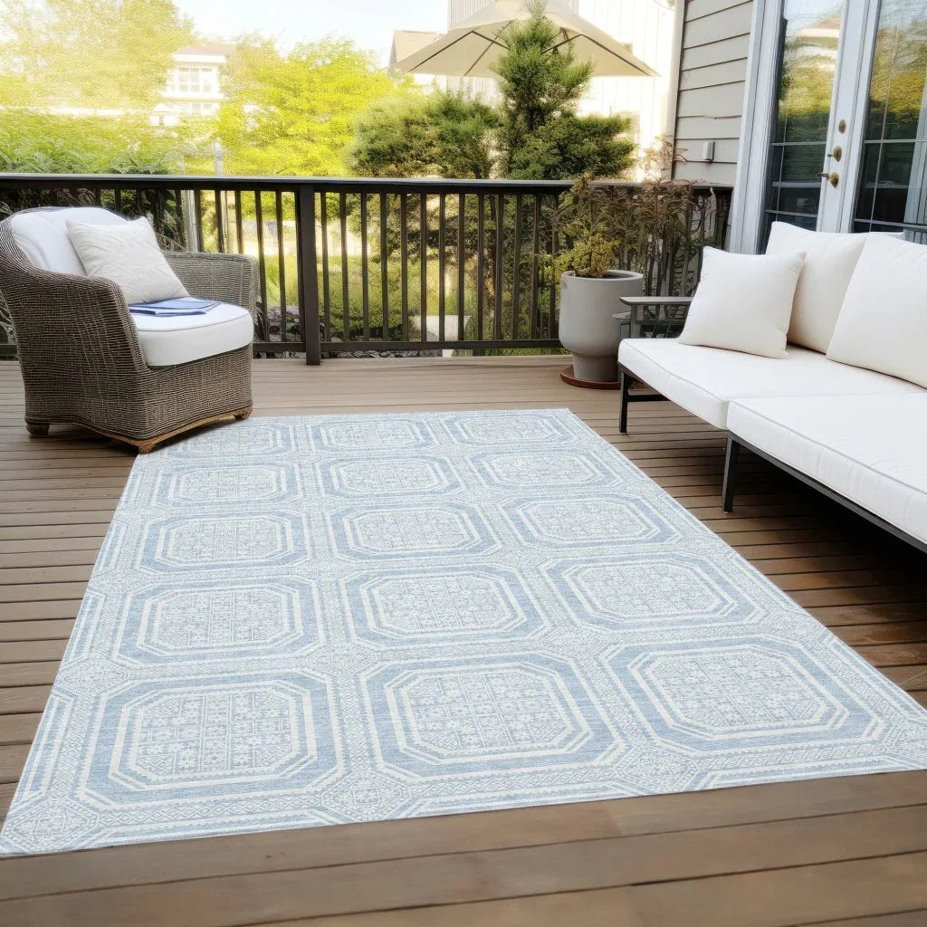 LOOMLAN Rugs Auralis Blue Washable Indoor-Outdoor Rug