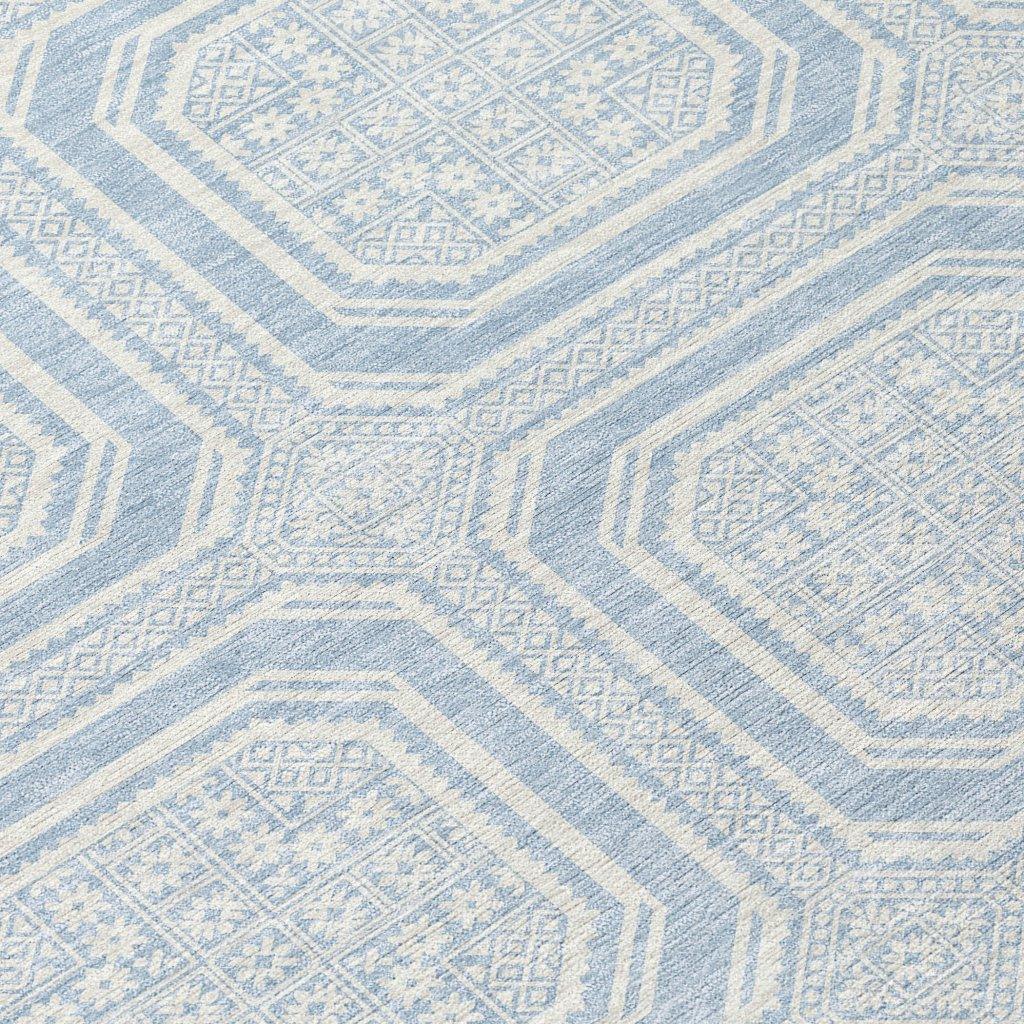 LOOMLAN Rugs Auralis Blue Washable Indoor-Outdoor Rug