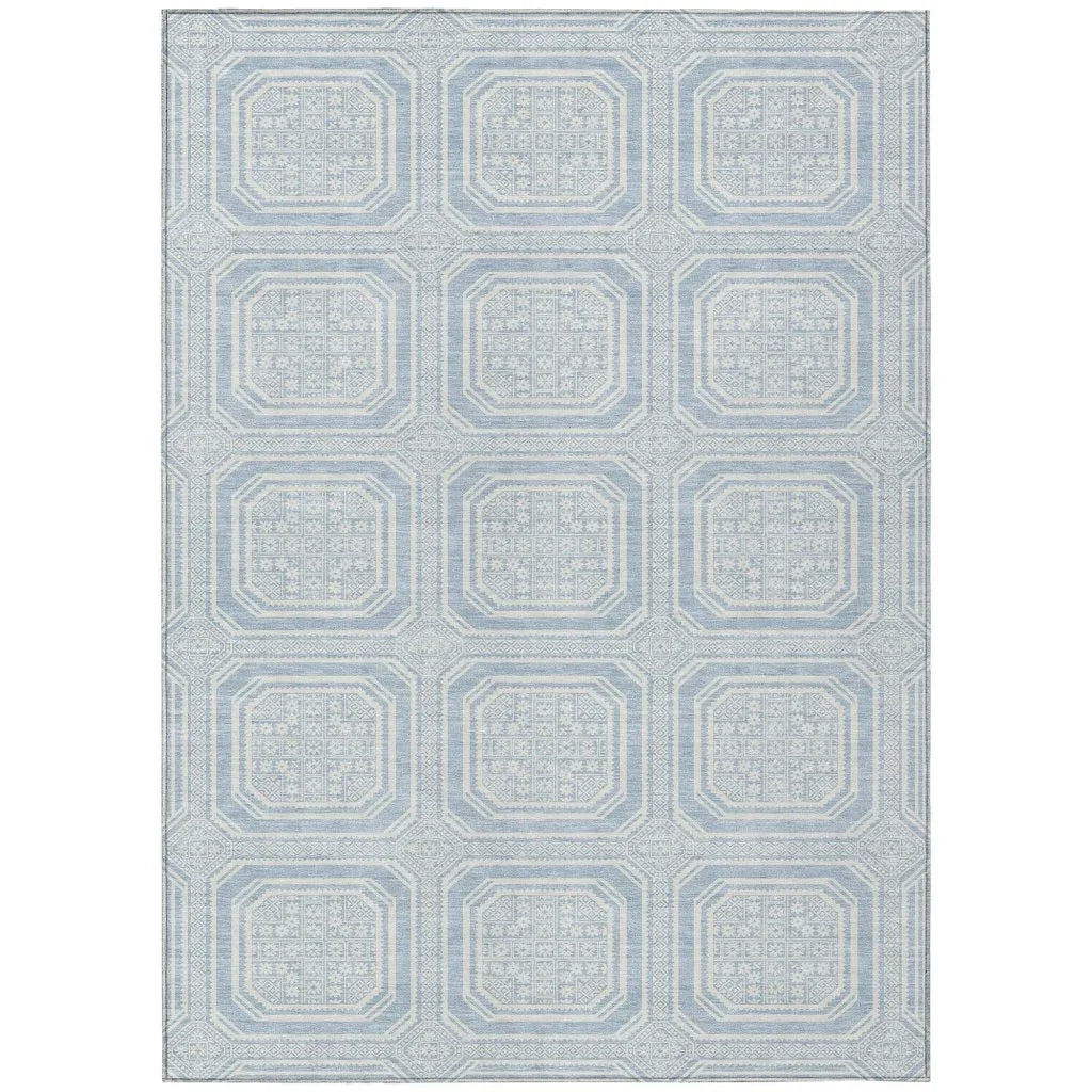 LOOMLAN Rugs Auralis Blue Washable Indoor-Outdoor Rug