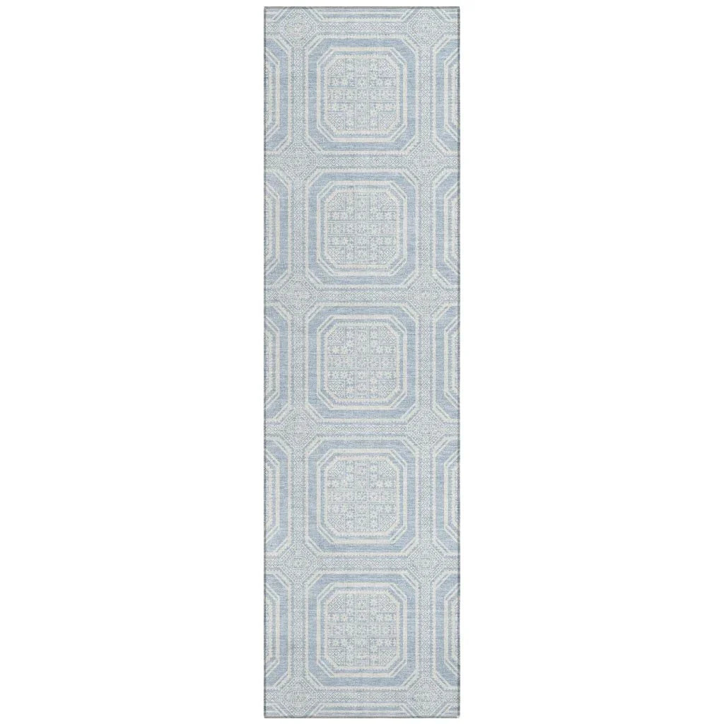 LOOMLAN Rugs Auralis Blue Washable Indoor-Outdoor Rug