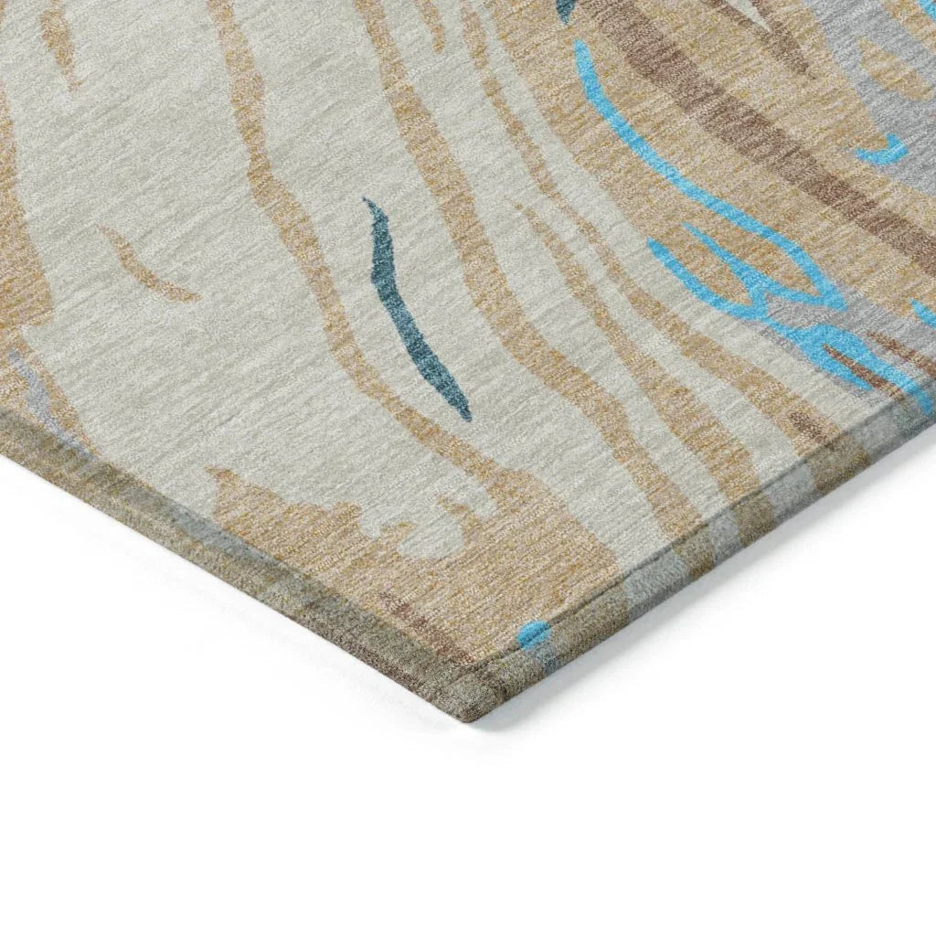 LOOMLAN Rugs Aureva Beige Washable Indoor-Outdoor Rug