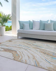 LOOMLAN Rugs Aureva Beige Washable Indoor-Outdoor Rug