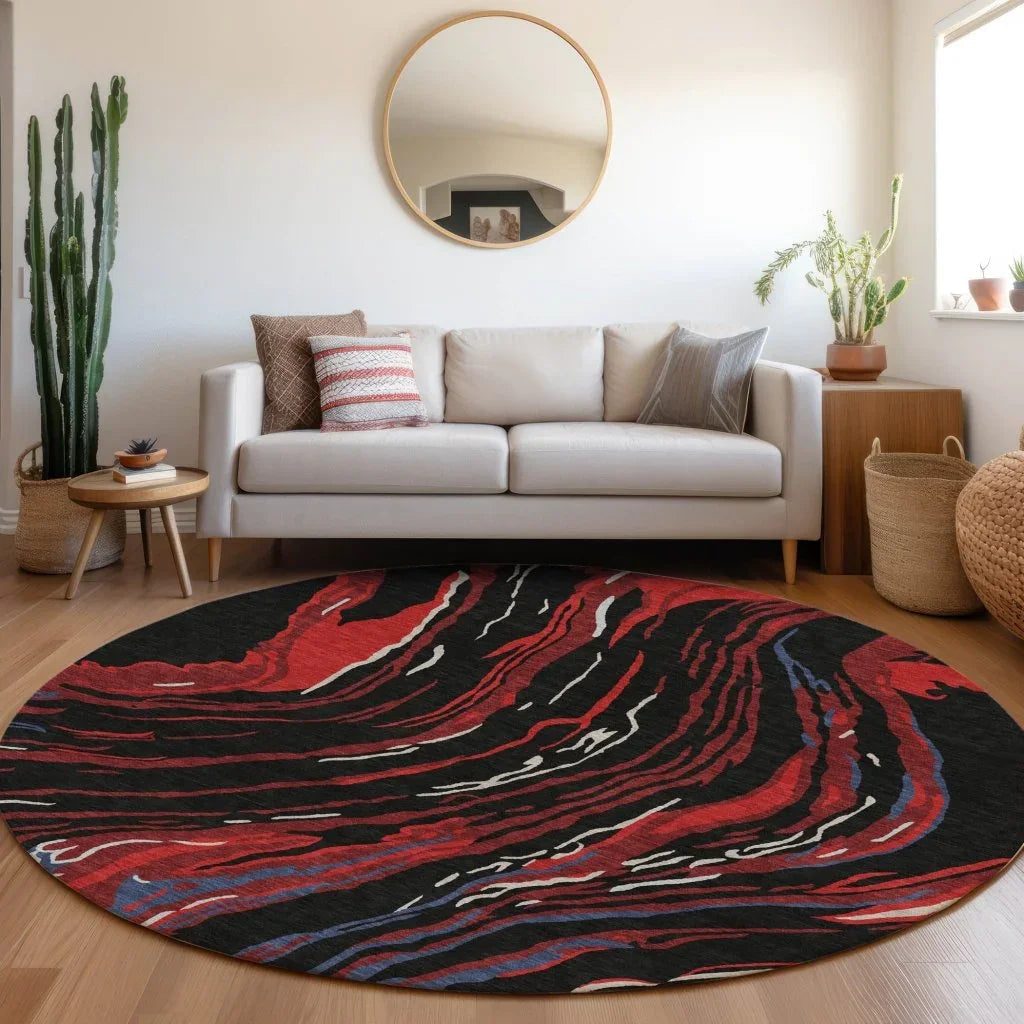 LOOMLAN Rugs Aureva Black Washable Indoor-Outdoor Rug