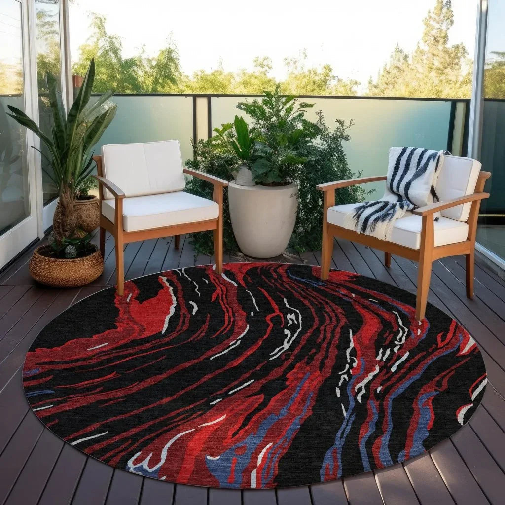 LOOMLAN Rugs Aureva Black Washable Indoor-Outdoor Rug