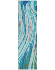 LOOMLAN Rugs Aureva Blue Washable Indoor-Outdoor Rug