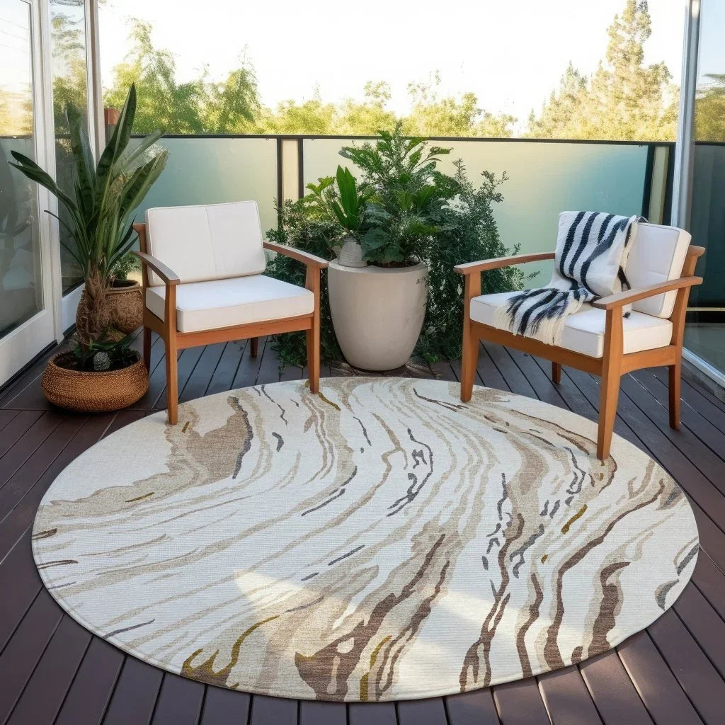 LOOMLAN Rugs Aureva Ivory Washable Indoor-Outdoor Rug