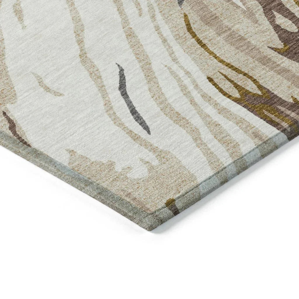 LOOMLAN Rugs Aureva Ivory Washable Indoor-Outdoor Rug