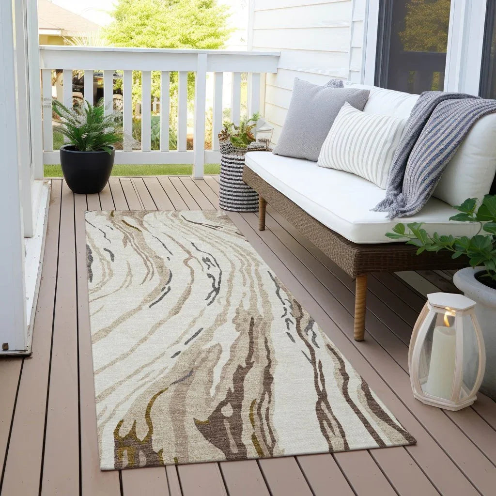 LOOMLAN Rugs Aureva Ivory Washable Indoor-Outdoor Rug