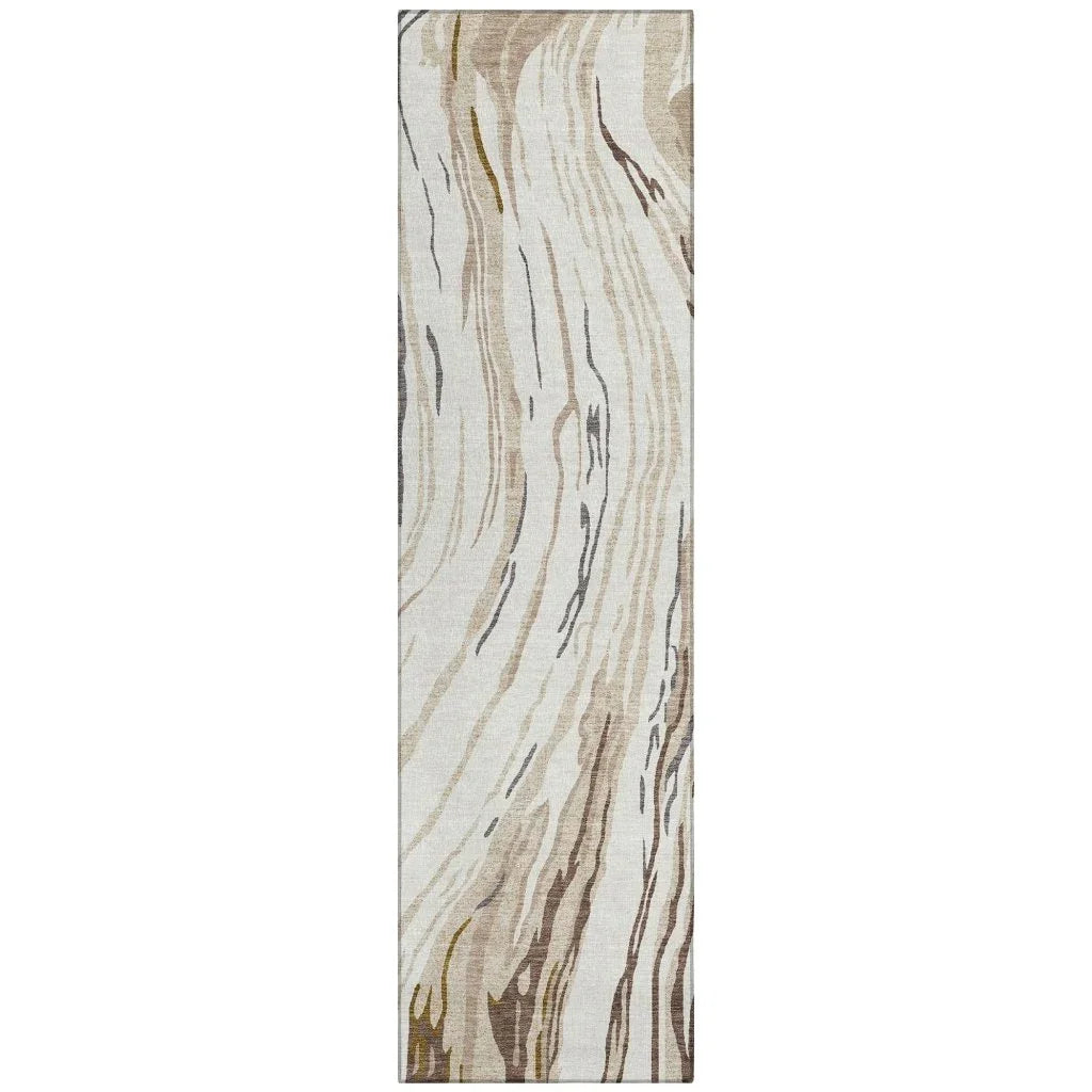LOOMLAN Rugs Aureva Ivory Washable Indoor-Outdoor Rug