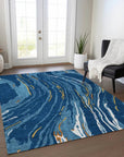 LOOMLAN Rugs Aureva Navy Washable Indoor-Outdoor Rug