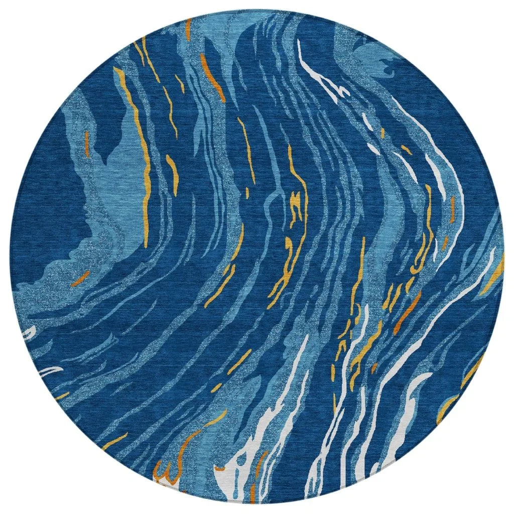 LOOMLAN Rugs Aureva Navy Washable Indoor-Outdoor Rug