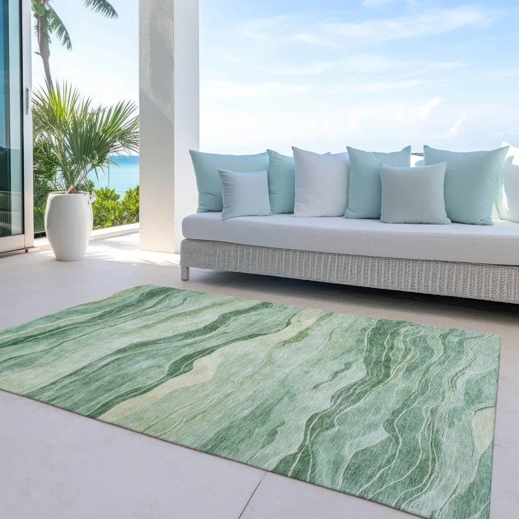 LOOMLAN Rugs Aurienne Green Washable Indoor-Outdoor Rug