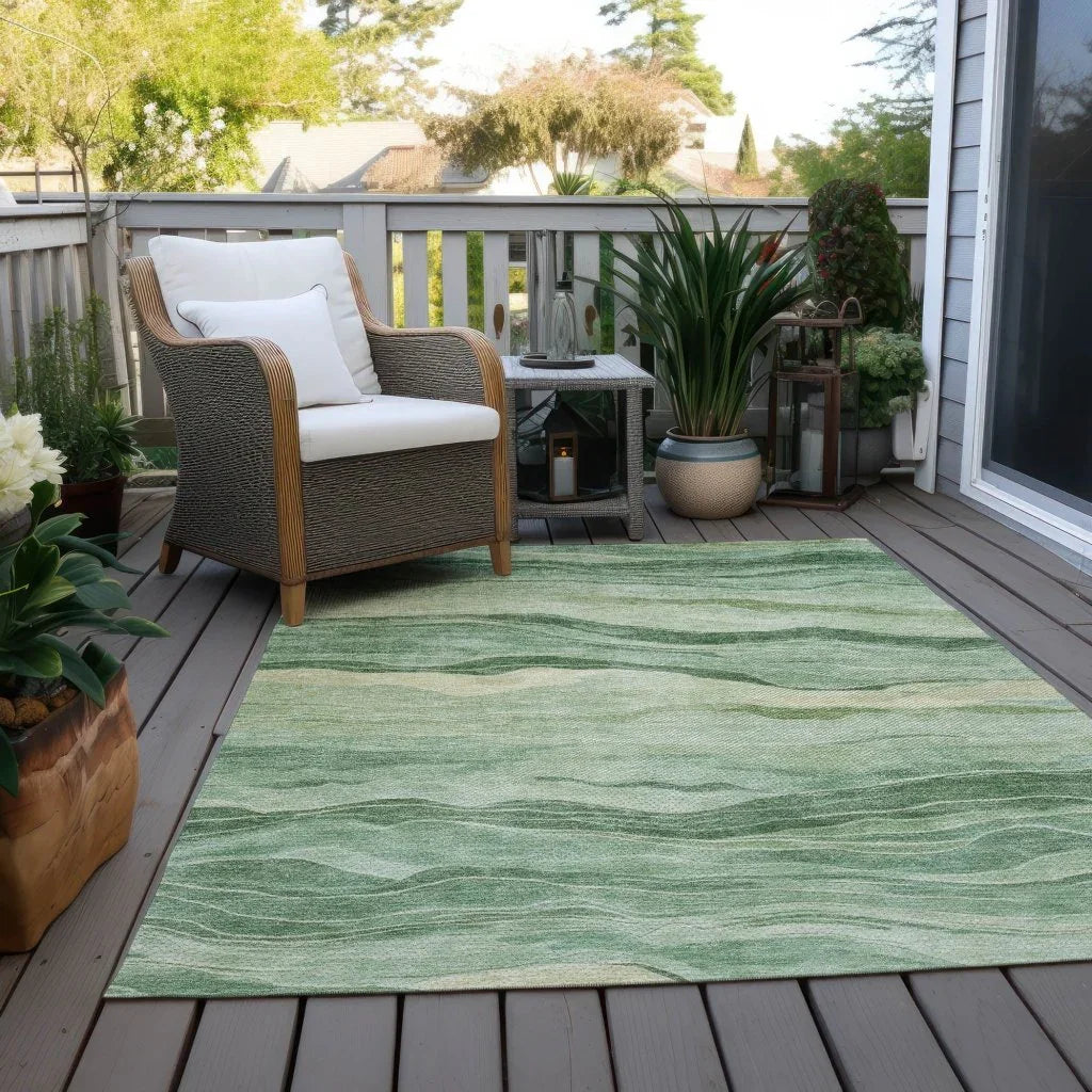 LOOMLAN Rugs Aurienne Green Washable Indoor-Outdoor Rug