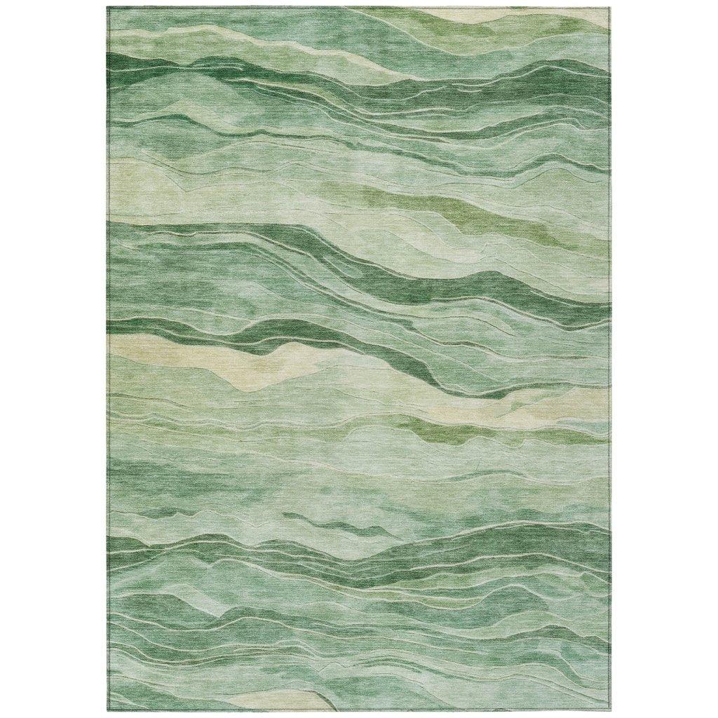 LOOMLAN Rugs Aurienne Green Washable Indoor-Outdoor Rug