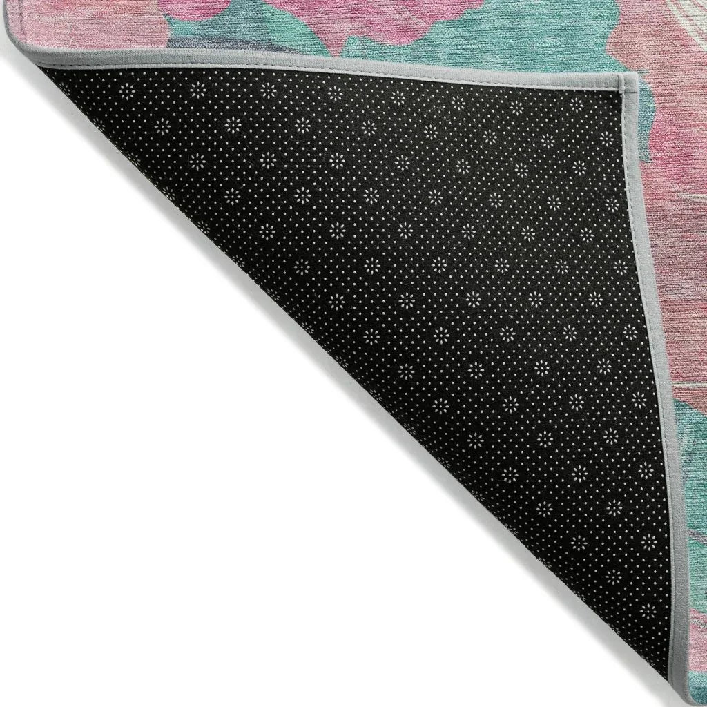 LOOMLAN Rugs Aurithra Pink Washable Indoor-Outdoor Rug