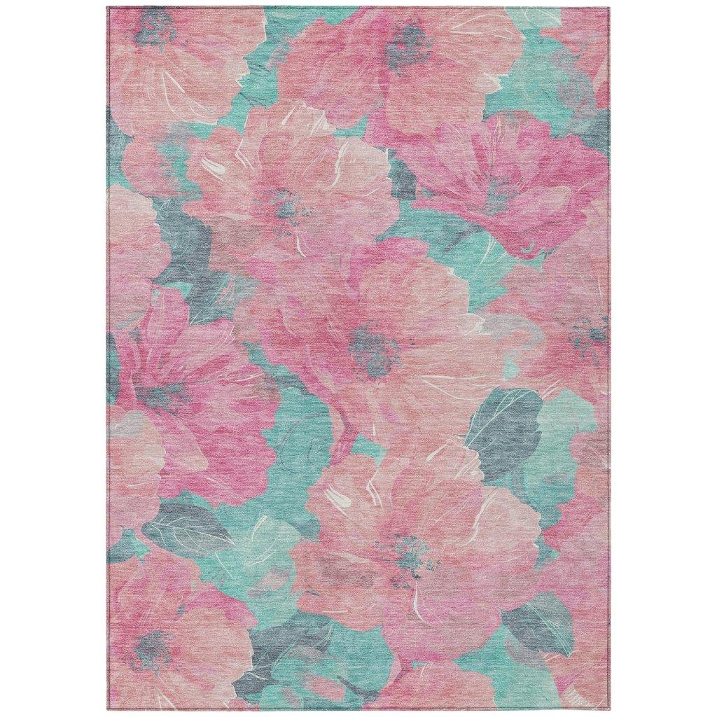 LOOMLAN Rugs Aurithra Pink Washable Indoor-Outdoor Rug