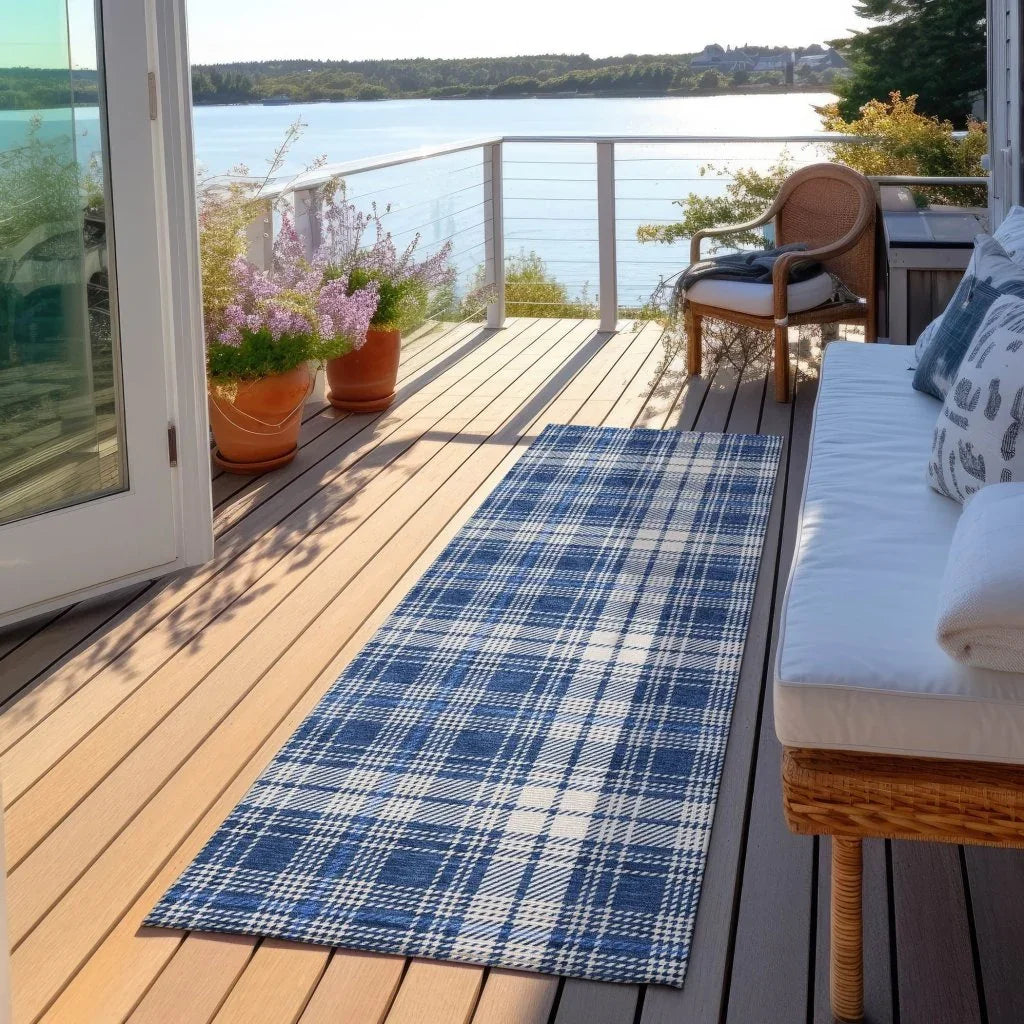 LOOMLAN Rugs Aurora Blue Washable Indoor-Outdoor Rug