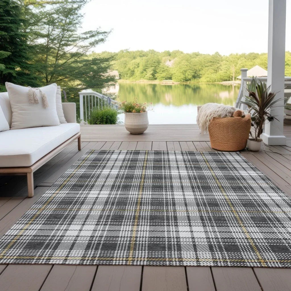 LOOMLAN Rugs Aurora Charcoal Washable Indoor-Outdoor Rug