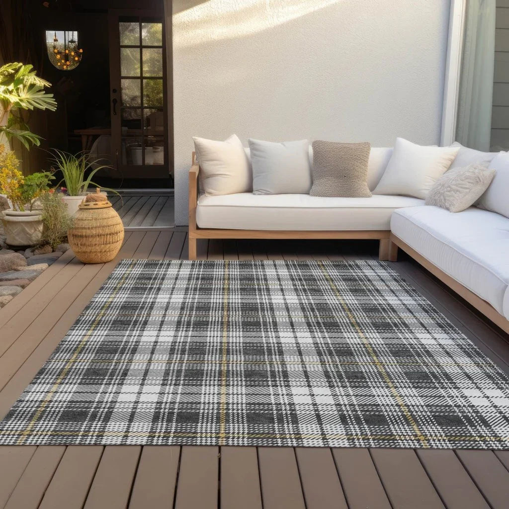 LOOMLAN Rugs Aurora Charcoal Washable Indoor-Outdoor Rug